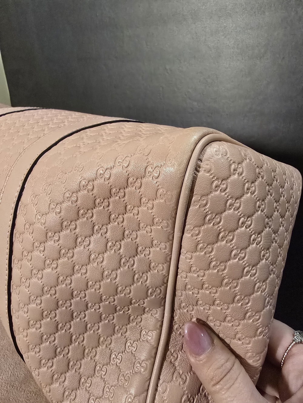 Gucci Guccissima Joy Blush Pink Embossed Leather Boston Bag - Picture 6 of 16